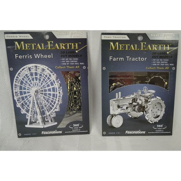 4 Metal Earth Model Kits Tractor Ferris Wheel SR-71 Blackbird Apollo Lunar Modul - Picture 2 of 5